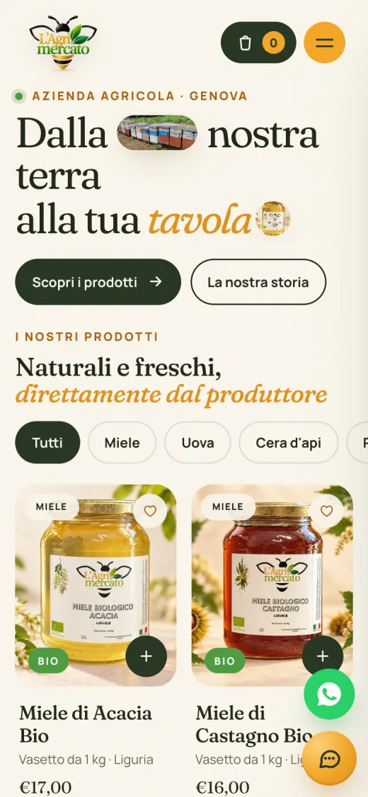 Il sito L'Agrimercato su smartphone