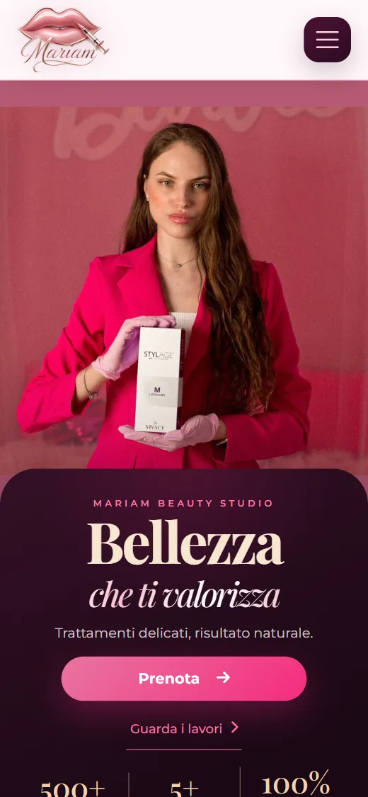 Il sito Mariam Beauty Studio su smartphone