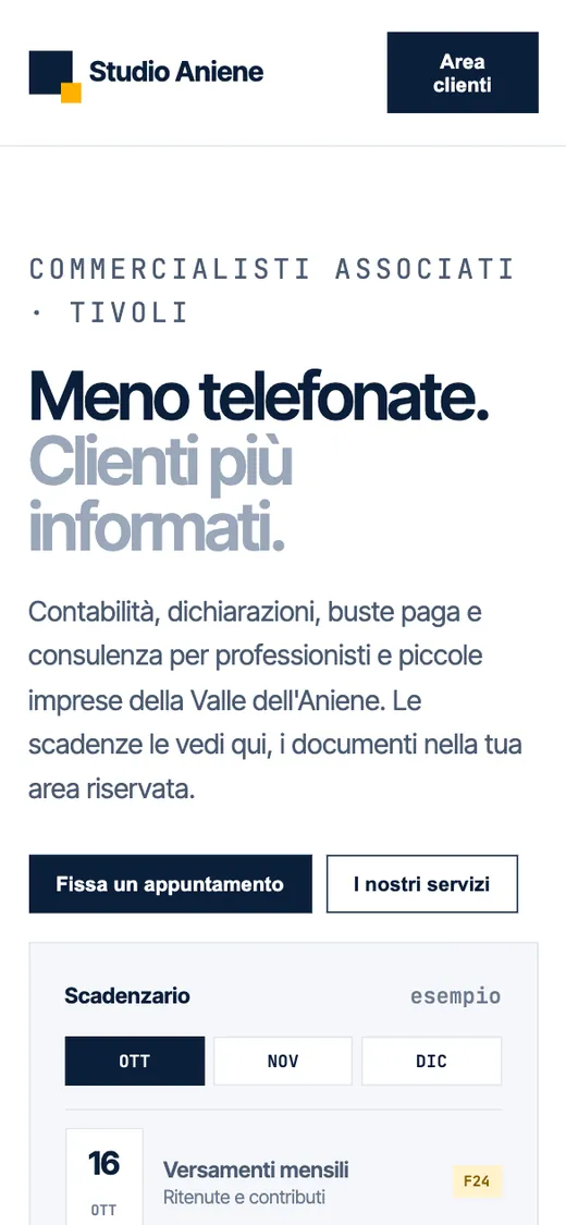 Anteprima smartphone del concept Studio Aniene