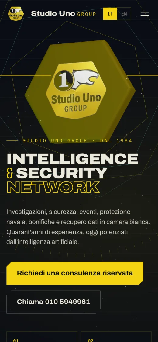 Il sito Studio Uno Group su smartphone